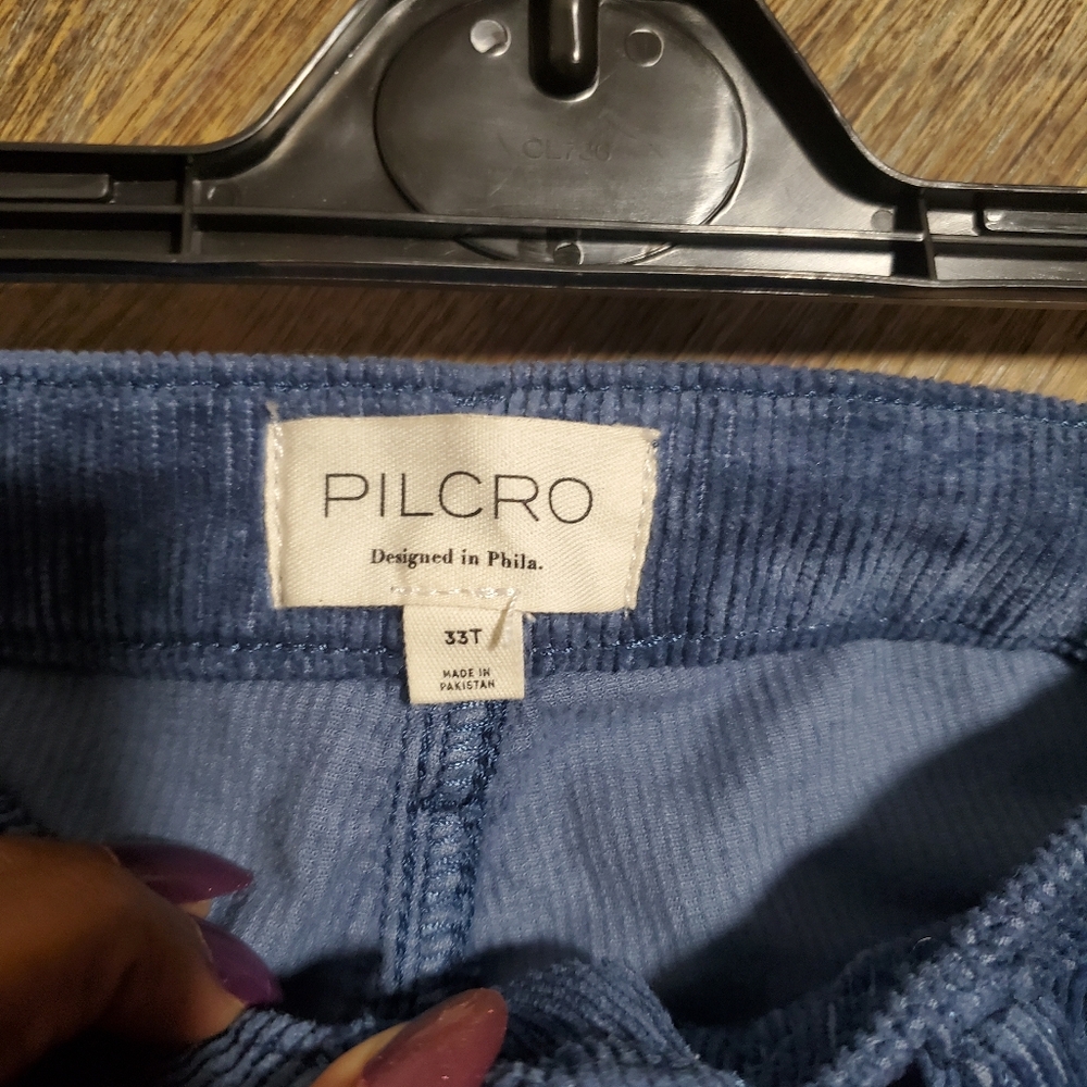 Pilcro Anthropologie Blue Corduroy Straight Leg Pants Fall Women's Size 33 Tall - Picture 5 of 6